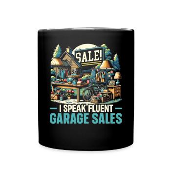 Flohmarkt Sprichwort Einkaufen Sparsamkeit Sparsamkeit - Tasse einfarbig - Schwarz - Vorne