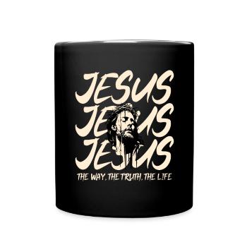 Jesus mit Dornenkrone Motiv - Tasse einfarbig - Schwarz - Vorne