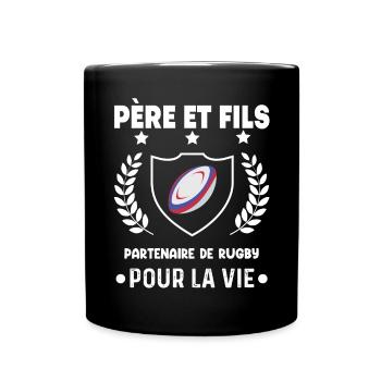 Rugby father and son partner duo man dad - Full Colour Mug - black - Front