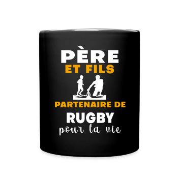 Rugby father and son dad rugby player - Full Colour Mug - black - Front