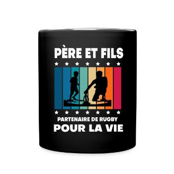 Father and Son Rugby Man Vintage Dad Rugby Man - Full Colour Mug - black - Front