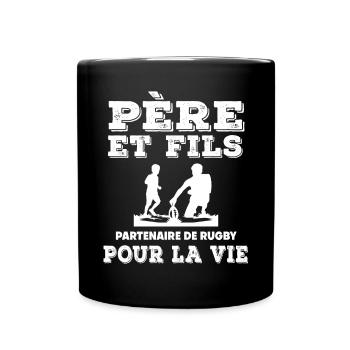 Father and son rugby partner for life dad - Full Colour Mug - black - Front