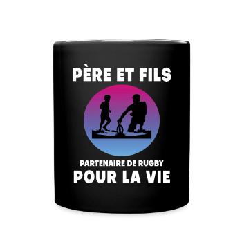 Father and Son Rugby Retro Vintage Man Dad - Full Colour Mug - black - Front