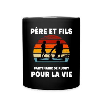 Father and Son Vintage Rugby Retro Sunset Dad - Full Colour Mug - black - Front