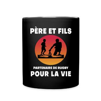 Father and Son Rugby Retro Vintage Dad Rugby Man - Full Colour Mug - black - Front