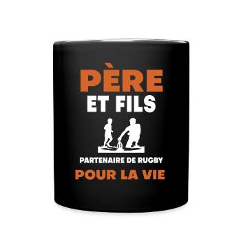 father son rugby duo man dad rugby player - Full Colour Mug - black - Front