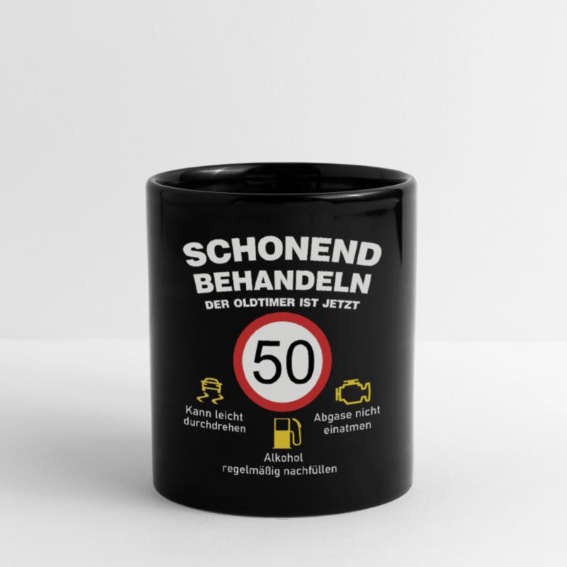 Der Oldtimer wird 50 Jahre alt Auto Sprüche Tasse einfarbig