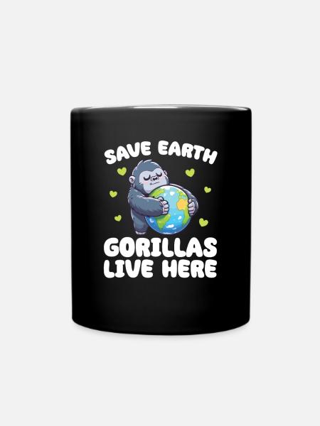 Sauvez la Terre Les gorilles vivent ici Jour de la Terre - Mug uni - noir