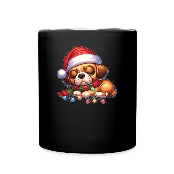 Weihnachtsmütze Weihnachten Lichterkette - Tasse einfarbig - Schwarz - Vorne