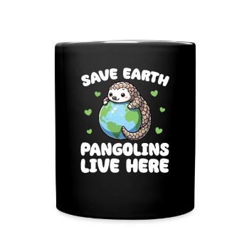 Rettet die Erde Schuppentiere leben hier Earth Day - Tasse einfarbig - Schwarz - Vorne