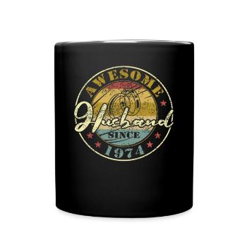 50th Wedding Anniversary Great Husband Since 1974 Retro - Full Colour Mug - black - Front