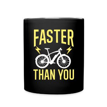 Electric Bike Cycling Biker E-Bike - Full Colour Mug - black - Front