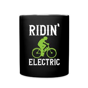 Electric Bike Cycling Biker E-Bike - Full Colour Mug - black - Front
