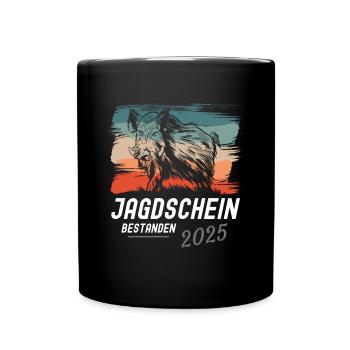 Jagdschein Bestanden 2025 - Tasse einfarbig - Schwarz - Vorne