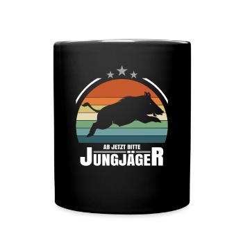 Ab Jetzt Bitte Jungjäger - Tasse einfarbig - Schwarz - Vorne