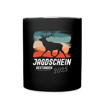 Jagdschein Bestanden 2025 - Tasse einfarbig - Schwarz - Vorne