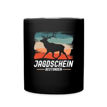 Jagdschein Bestanden - Tasse einfarbig - Schwarz - Vorne