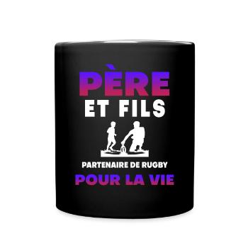 father son rugby partner for life dad - Full Colour Mug - black - Front