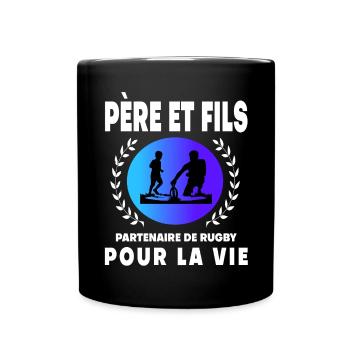 Father Son Rugby Retro Vintage Man Dad Rugby Man - Full Colour Mug - black - Front