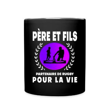 Father Son Rugby Vintage Retro Sunset Dad Rugby Man - Full Colour Mug - black - Front