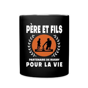 Father Son Rugby Vintage Retro Dad Rugby Man - Full Colour Mug - black - Front