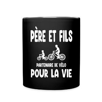 vélo père et fils partenaire pour la vie papa - Mug uni - noir - Devant