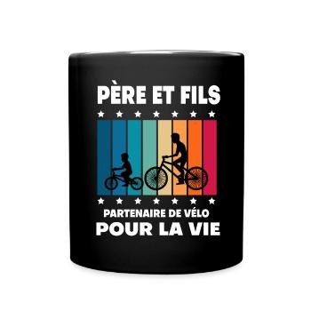 Father and Son Bicycle Vintage Man Dad Cyclist - Full Colour Mug - black - Front