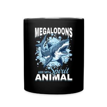 Shark Animal Megalodons are my spirit animal - Full Colour Mug - black - Front