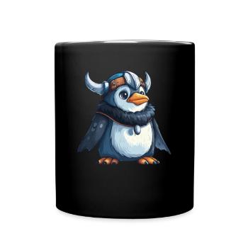 Penguin Viking Kawaii Penguin Cute - Full Colour Mug - black - Front