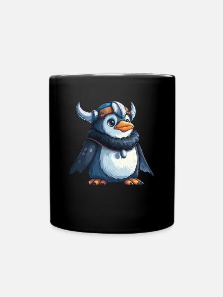 Pinguin Wikinger Kawaii Pinguin Niedlich - Tasse einfarbig - Schwarz