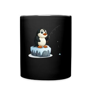 Penguin Ice Fishing Kawaii Penguin Cute - Full Colour Mug - black - Front
