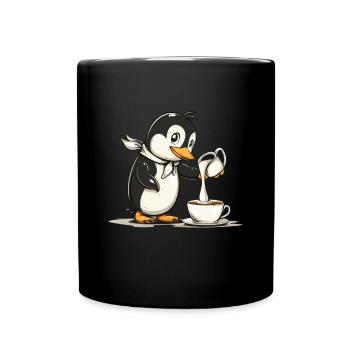 Pinguin Barista Kaffee Kawaii Pinguin Niedlich - Tasse einfarbig - Schwarz - Vorne