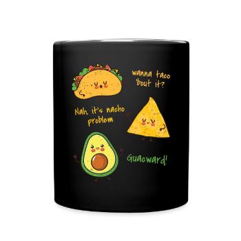 Avocado Guacamole Vegan Gift - Full Colour Mug - black - Front