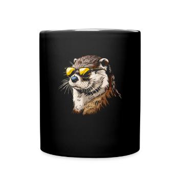 reading is otterly fun, Otter - Tasse einfarbig - Schwarz - Vorne