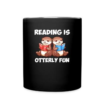 reading is otterly fun, Otter - Tasse einfarbig - Schwarz - Vorne