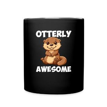 otterly awesome, Otter - Tasse einfarbig - Schwarz - Vorne