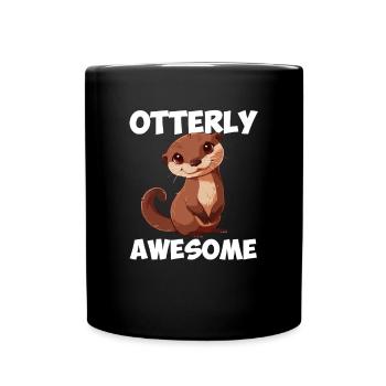 otterly awesome, Otter - Tasse einfarbig - Schwarz - Vorne