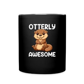 otterly awesome, Otter - Tasse einfarbig - Schwarz - Vorne