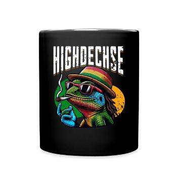 Highdechse Echsen Leguan Reptilien - Tasse einfarbig - Schwarz - Vorne