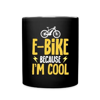 Electric Bike Cycling Biker E-Bike - Full Colour Mug - black - Front