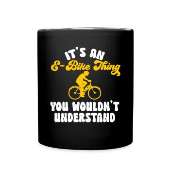 Electric Bike Cycling Biker E-Bike - Full Colour Mug - black - Front