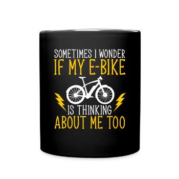 Electric Bike Cycling Biker E-Bike - Full Colour Mug - black - Front
