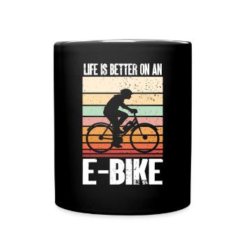 Electric Bike Cycling Biker E-Bike - Full Colour Mug - black - Front