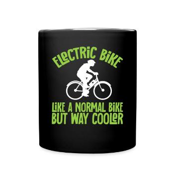 Electric Bike Cycling Biker E-Bike - Full Colour Mug - black - Front