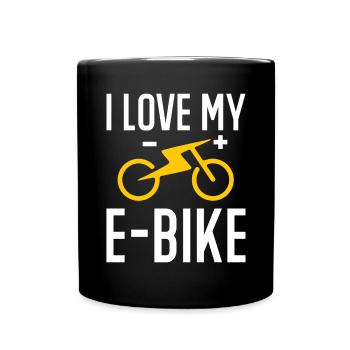 Electric Bike Cycling Biker E-Bike - Full Colour Mug - black - Front