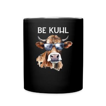 Lustige Kuh Gesicht mit der Brille be Kuhl - Tasse einfarbig - Schwarz - Vorne