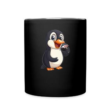Pinguin Fisch Eis am Stiel Kawaii Pinguin Niedlich - Tasse einfarbig - Schwarz - Vorne