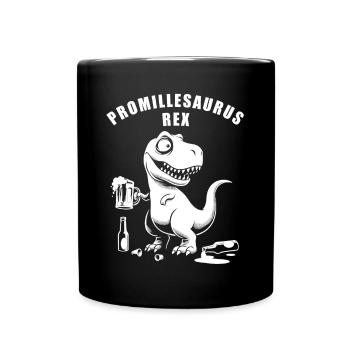 Promillesaurus Rex: Der trinkfeste T-Rex - Tasse einfarbig - Schwarz - Vorne