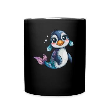Penguin Mermaid Kawaii Penguin Cute - Full Colour Mug - black - Front