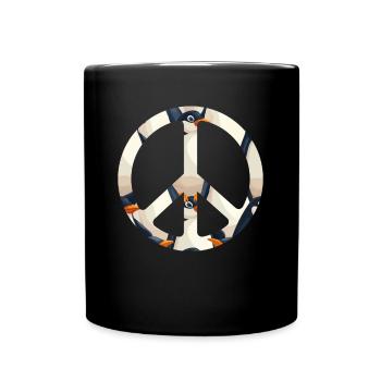 Pinguin Friedenszeichen Kawaii Pinguin Niedlich - Tasse einfarbig - Schwarz - Vorne